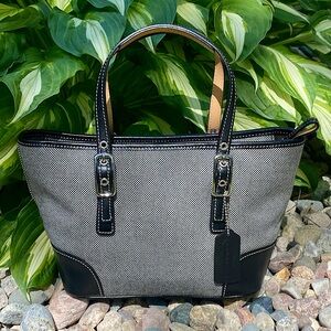 Coach | Vintage Hampton Leather & Canvas Small Tote Bag